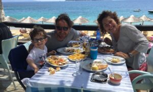 James and his family on holiday in Greece